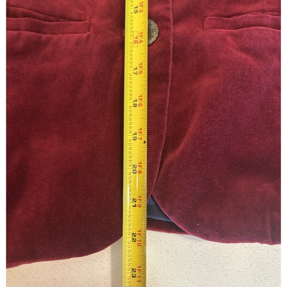 ModCloth Red Velvet Blazer Woman SZ XL Pockets & 2 Fancy Metal Buttons Bohemian - Picture 11 of 13
